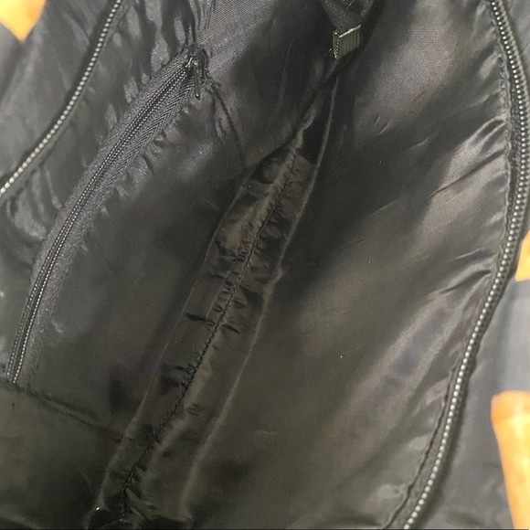 Bamboo Handle Black Asian Print Floral Round Wood Handle Canvas Handbag - Picture 3 of 9